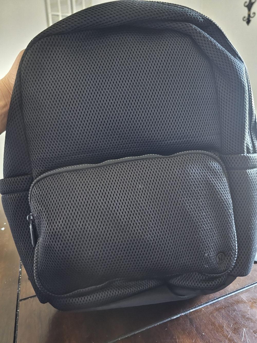 lululemon athletica Black Mesh Backpack with Front Pocket